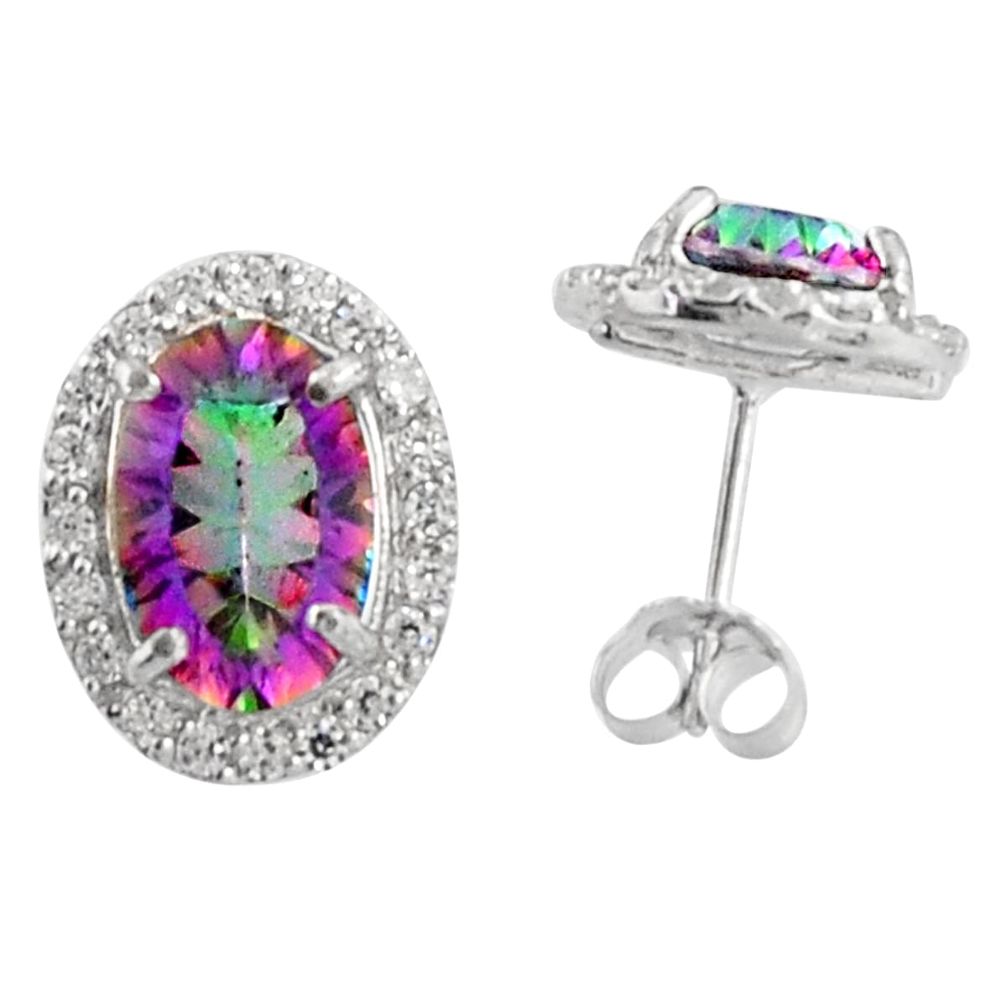 Multicolor rainbow topaz topaz 925 sterling silver stud earrings